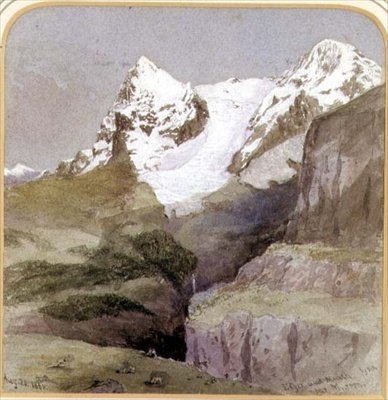 The Eiger and Monch from Near Murron, August 20th 1860 by English School